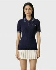 Signature Logo Mini Cable Polo - Navy/White Sporty & Rich US