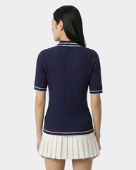 Signature Logo Mini Cable Polo - Navy/White Sporty & Rich US
