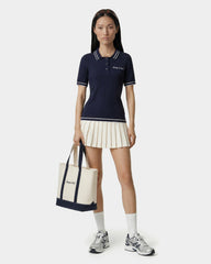 Signature Logo Mini Cable Polo - Navy/White Sporty & Rich US
