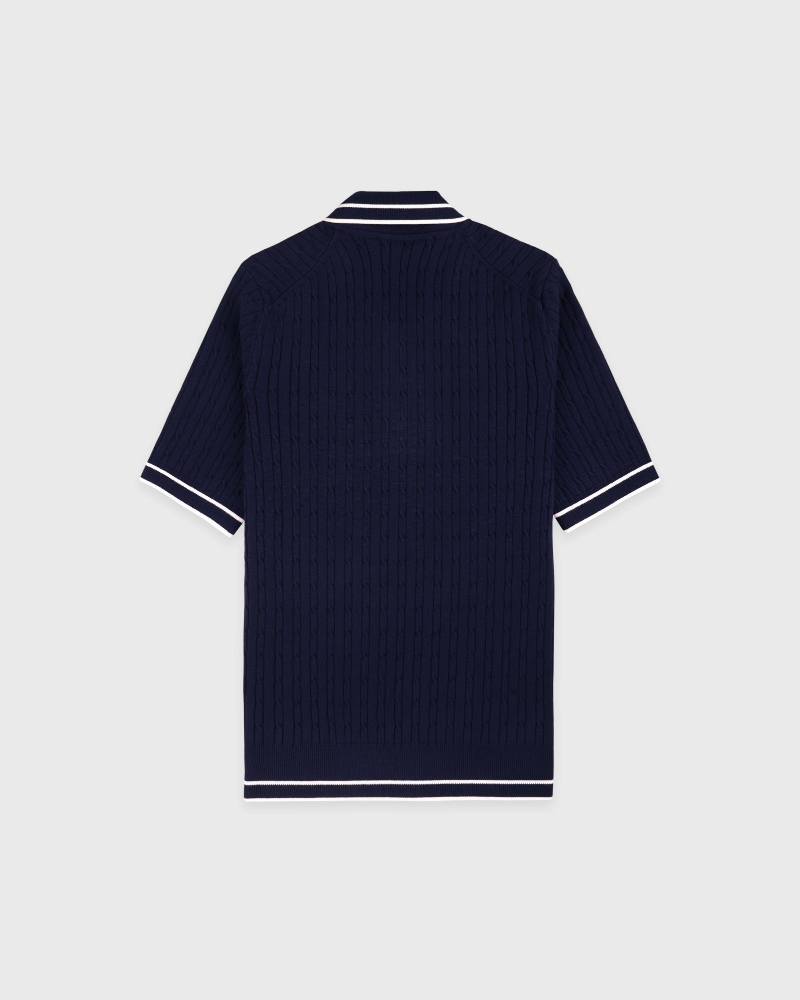 Signature Logo Mini Cable Polo - Navy/White Sporty & Rich US