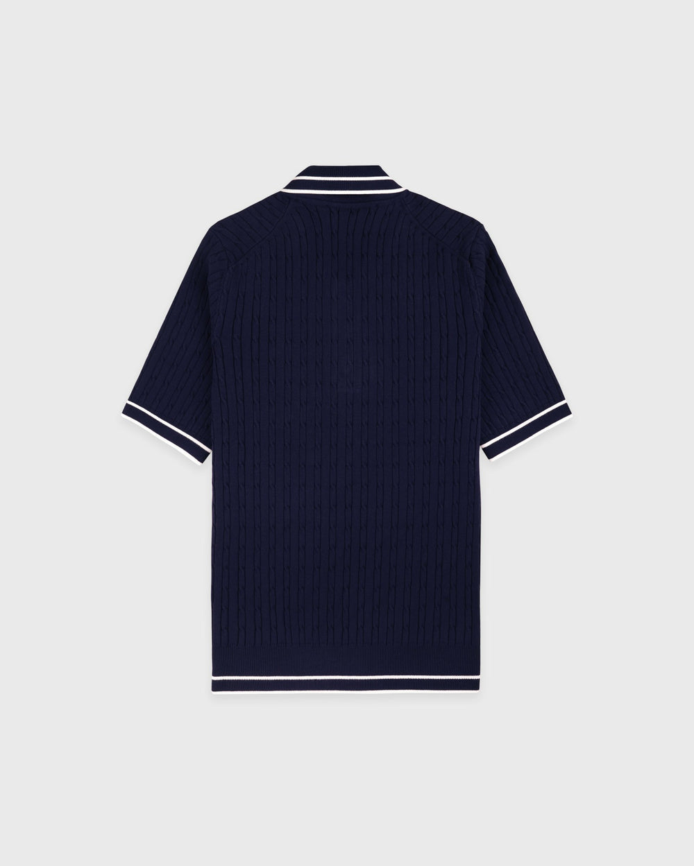 Signature Logo Mini Cable Polo - Navy/White Sporty & Rich US