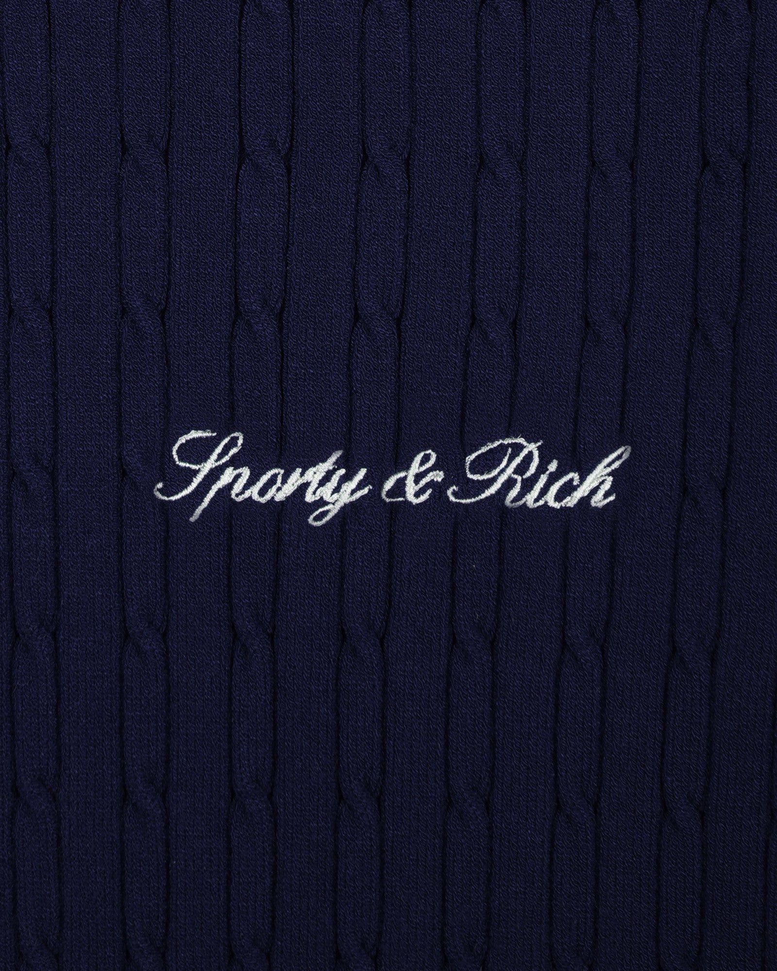 Signature Logo Mini Cable Polo - Navy/White Sporty & Rich US