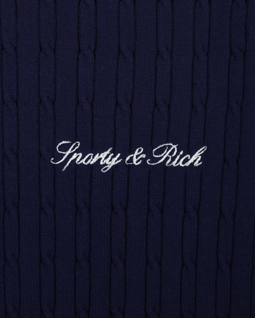 Signature Logo Mini Cable Polo - Navy/White Sporty & Rich US