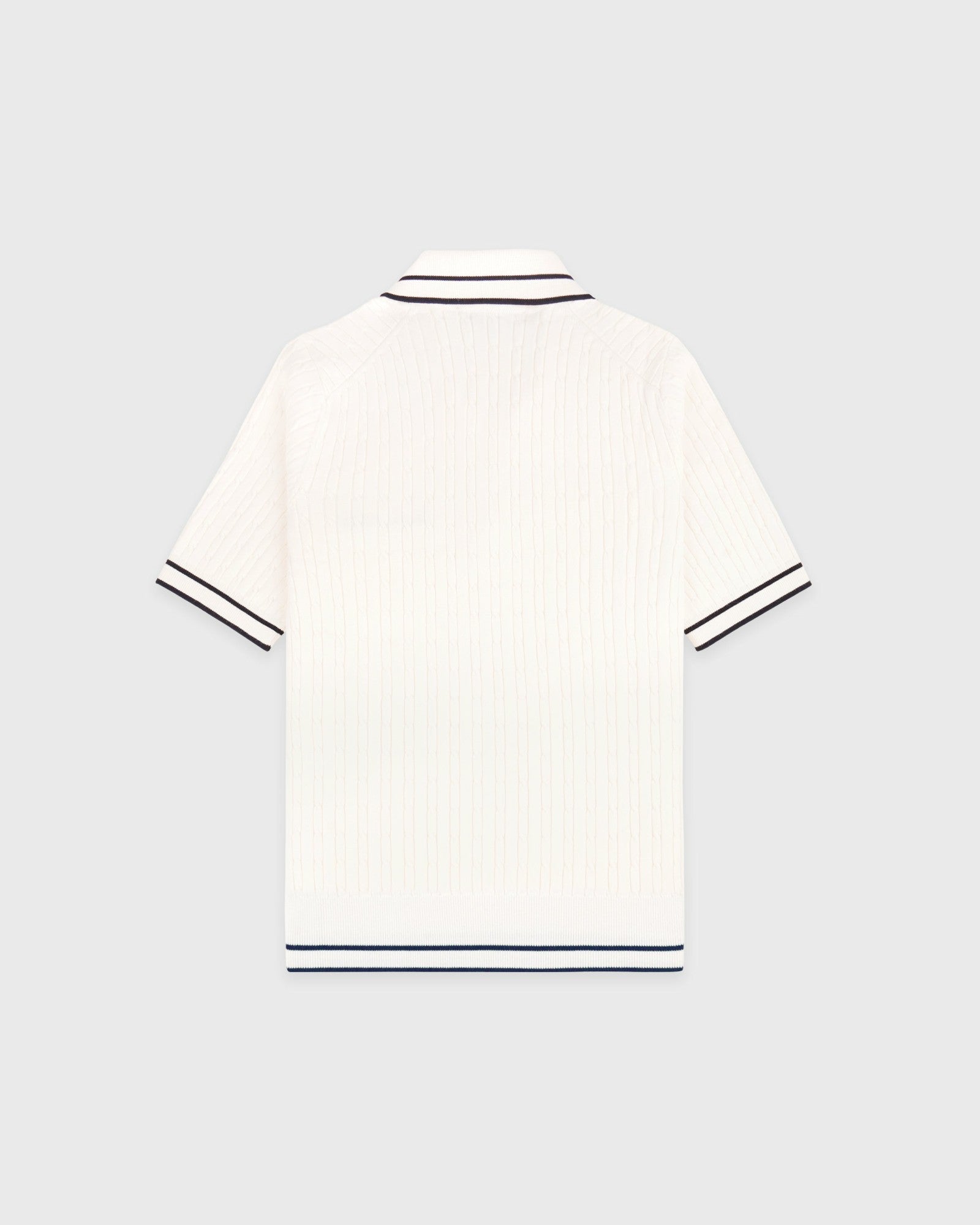 Signature Logo Mini Cable Polo - Ecru/Navy Sporty & Rich Sale
