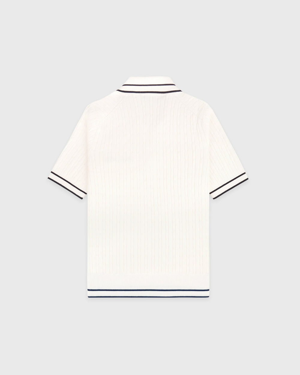 Signature Logo Mini Cable Polo - Ecru/Navy Sporty & Rich Sale