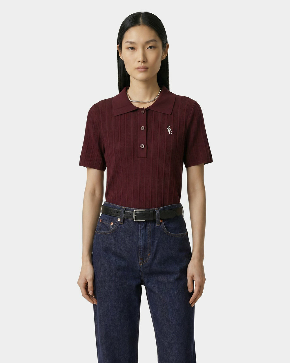 SRC Ribbed Polo - Bordeaux Sporty & Rich Online