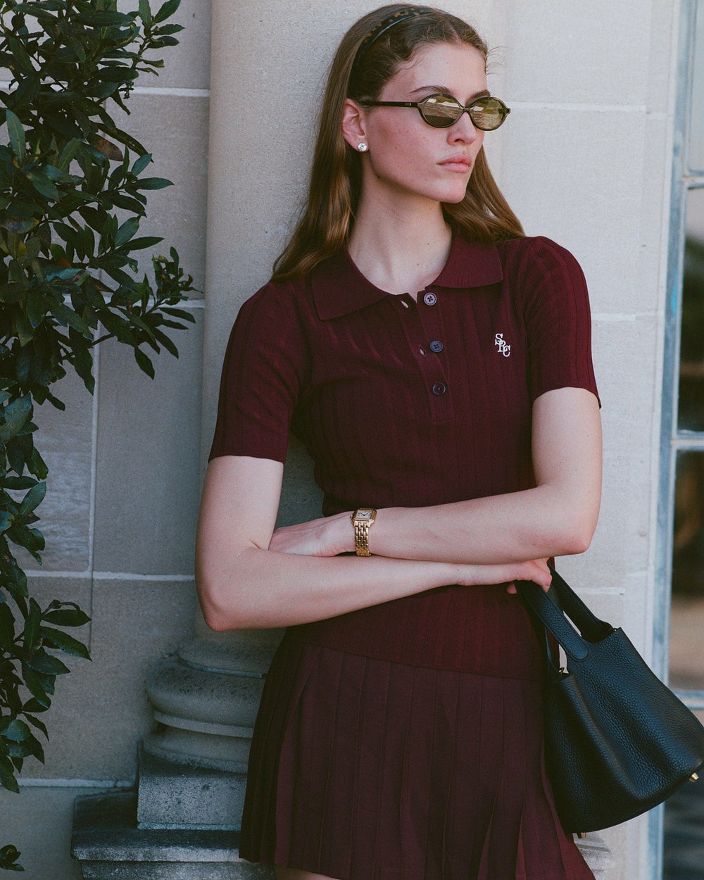 SRC Ribbed Polo - Bordeaux Sporty & Rich Online