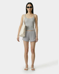 Signature Logo Pointelle Tank - Heather Gray Sporty & Rich Outlet