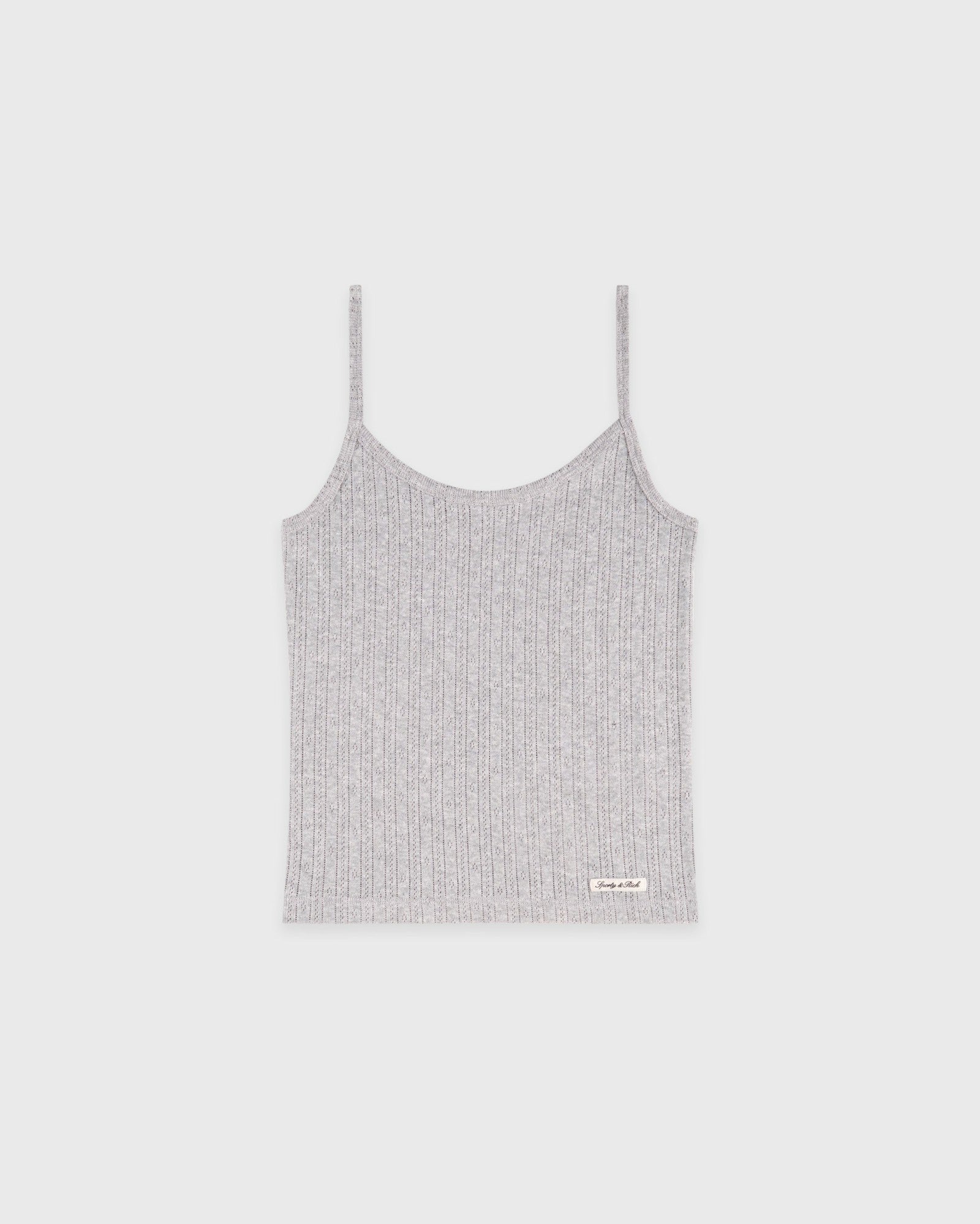 Signature Logo Pointelle Tank - Heather Gray Sporty & Rich Outlet