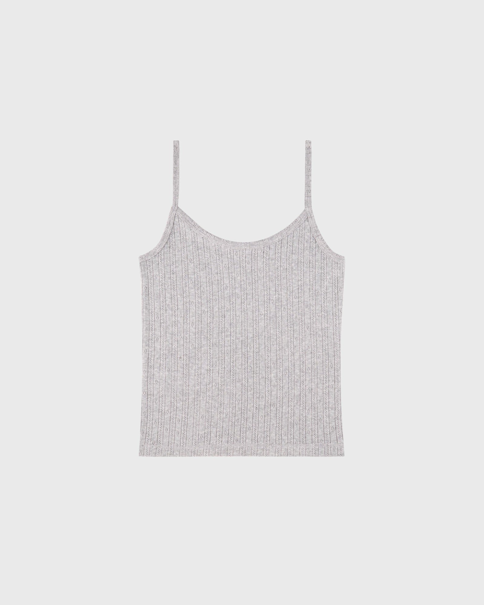 Signature Logo Pointelle Tank - Heather Gray Sporty & Rich Outlet