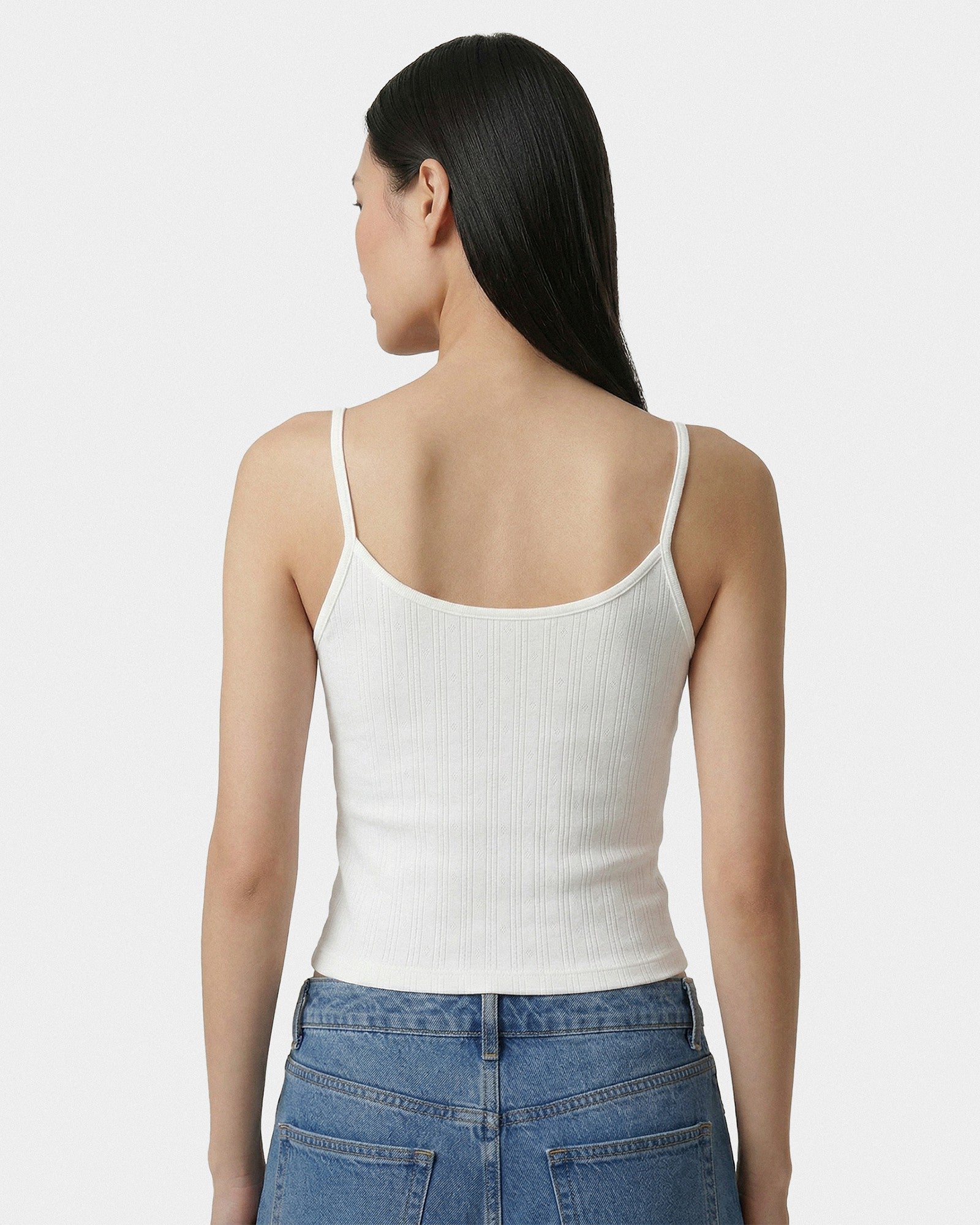 Signature Logo Pointelle Tank - White Sporty & Rich US