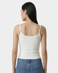 Signature Logo Pointelle Tank - White Sporty & Rich US