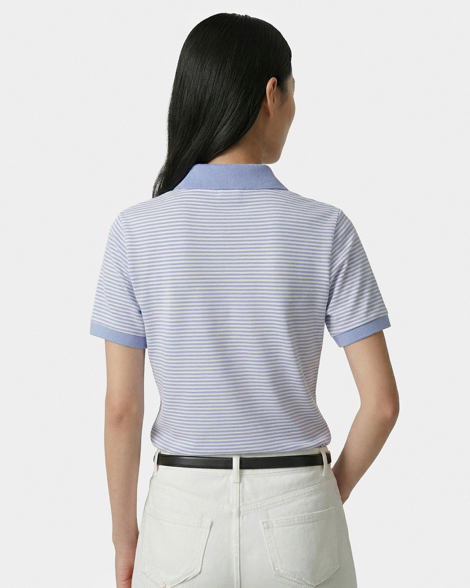 NY Crest Prep Polo - Periwinkle Stripe Sporty & Rich Sale