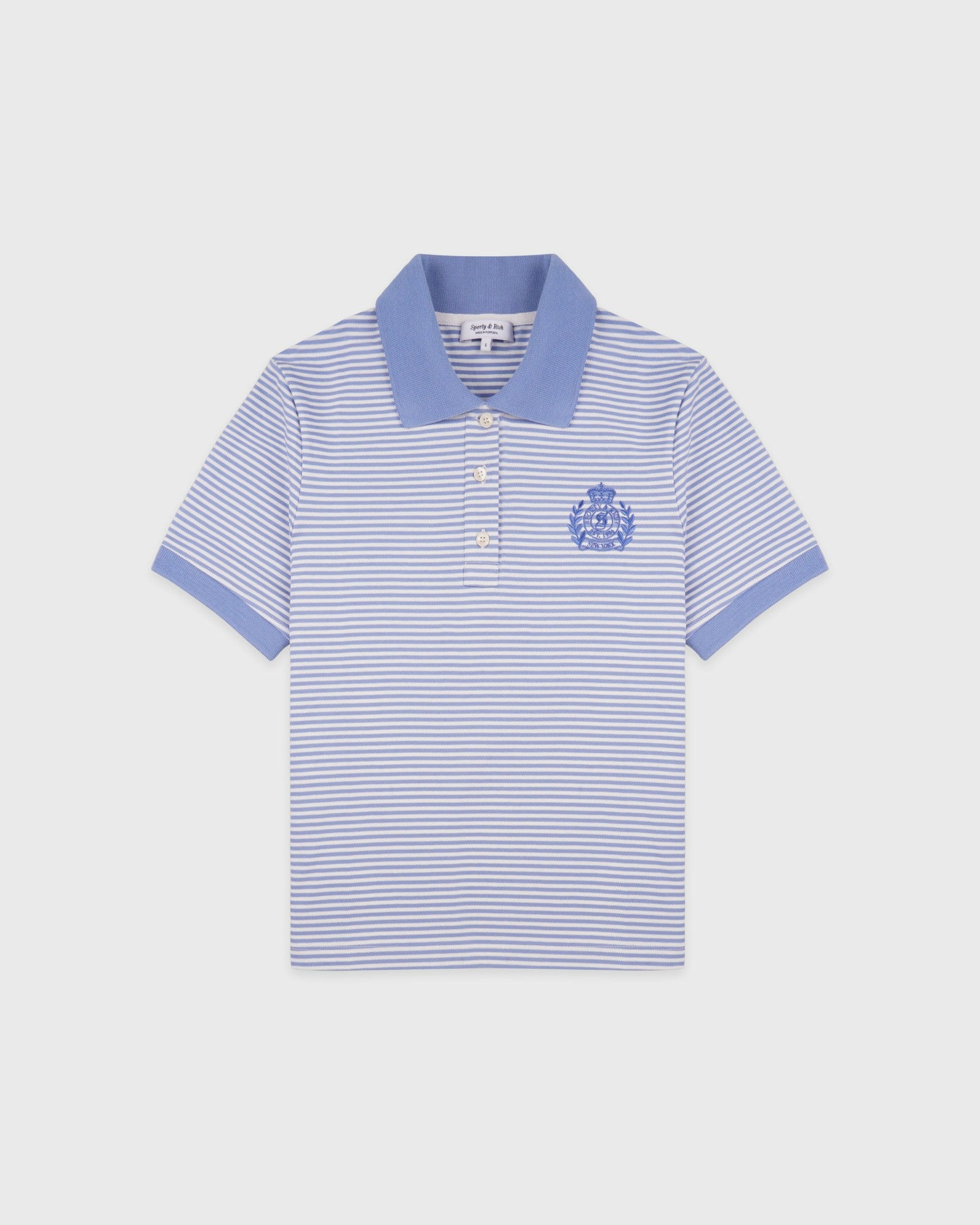 NY Crest Prep Polo - Periwinkle Stripe Sporty & Rich Sale