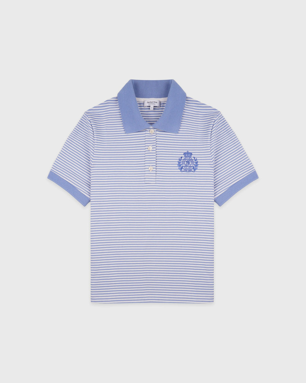 NY Crest Prep Polo - Periwinkle Stripe Sporty & Rich Sale