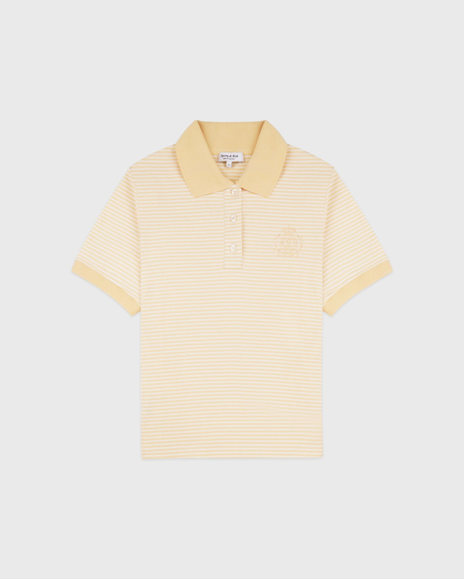 NY Crest Prep Polo - Almond Striped Sporty & Rich Discount