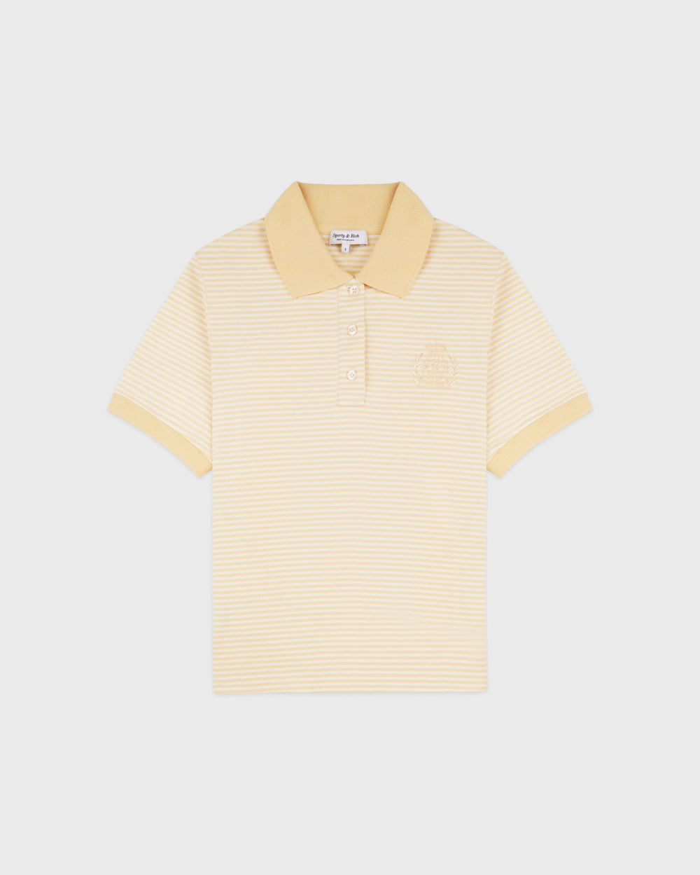 NY Crest Prep Polo - Almond Striped Sporty & Rich Discount
