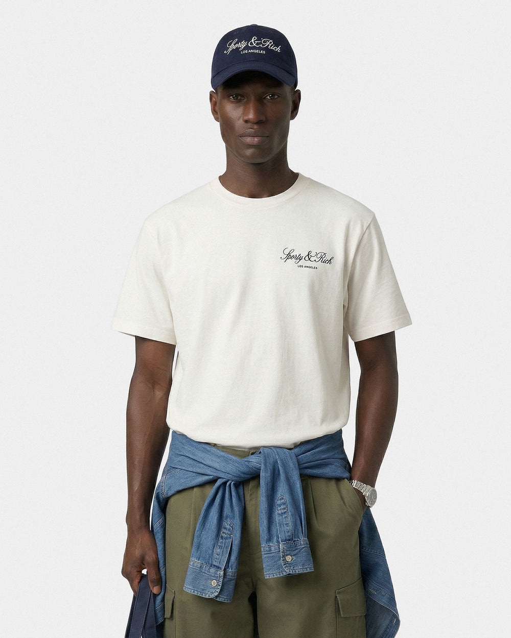 Vendome LA T-Shirt - Ecru/Navy Sporty & Rich Sale