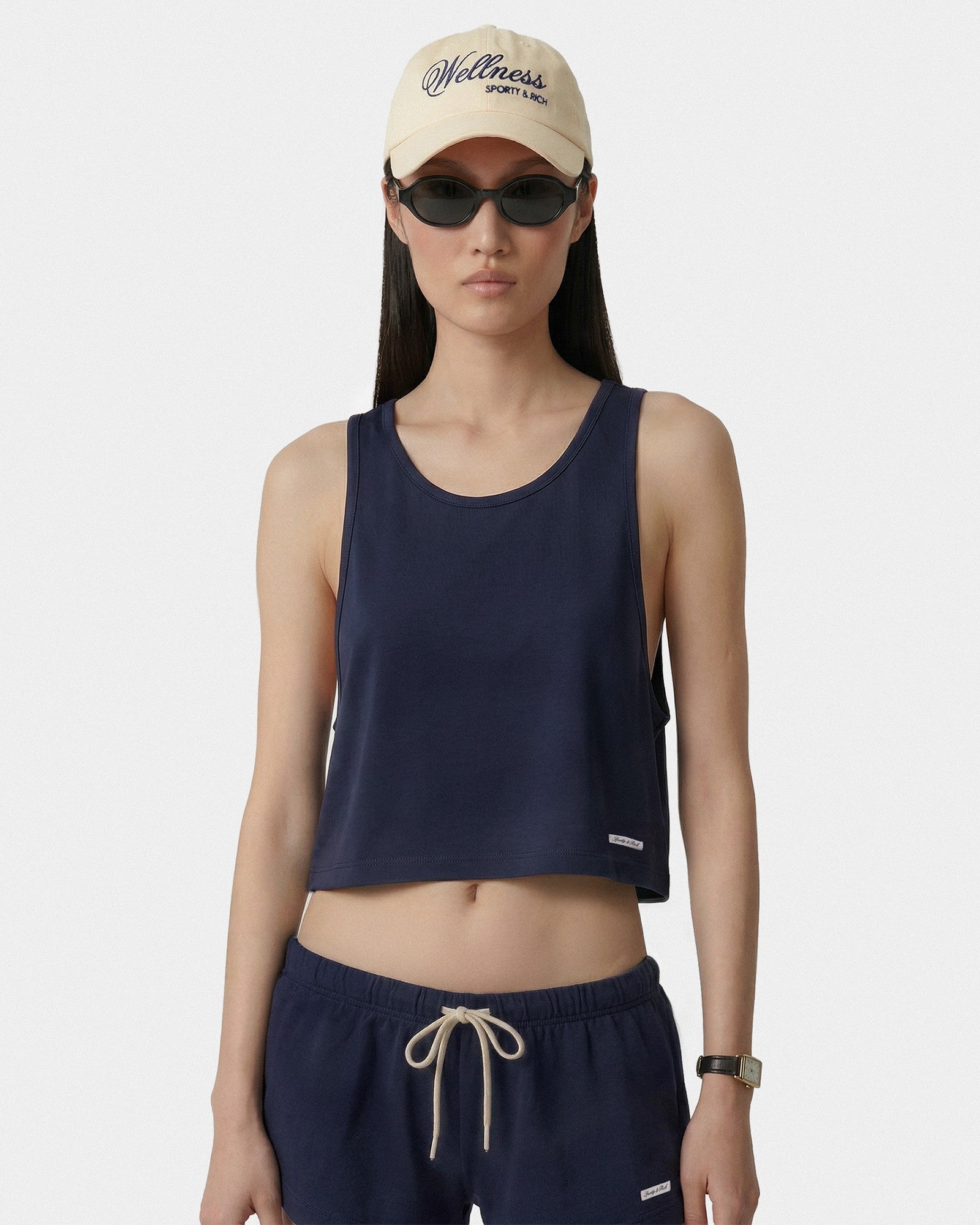 Signature Logo Lounge Tank - Navy Sporty & Rich Discount
