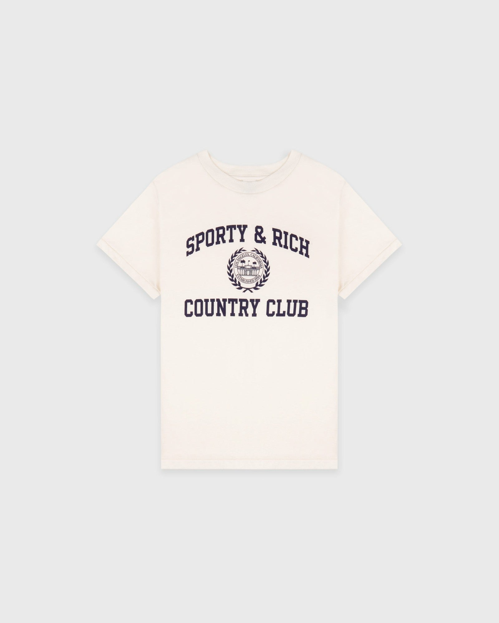 Varsity Crest Essential Tee - Ecru/Navy Sporty & Rich Outlet