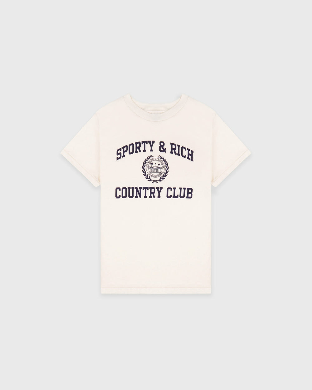 Varsity Crest Essential Tee - Ecru/Navy Sporty & Rich Outlet