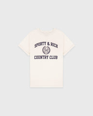 Varsity Crest Essential Tee - Ecru/Navy Sporty & Rich Outlet