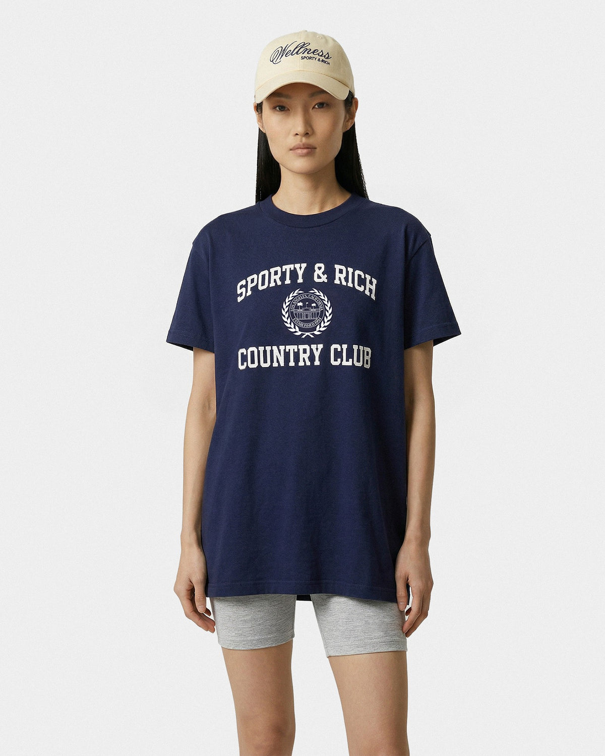 Varsity Crest Essential Tee - Navy/White Sporty & Rich US
