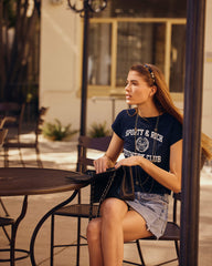 Varsity Crest Essential Tee - Navy/White Sporty & Rich US