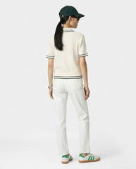 SRC Mini Cable Polo - Ecru/Forest Sporty & Rich Outlet