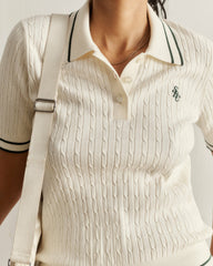 SRC Mini Cable Polo - Ecru/Forest Sporty & Rich Outlet