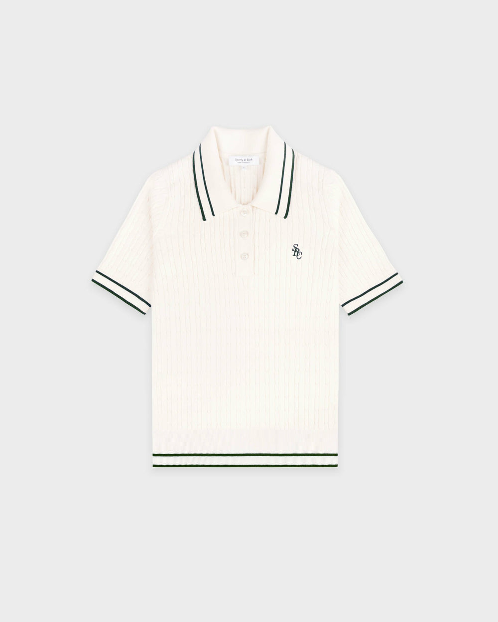SRC Mini Cable Polo - Ecru/Forest Sporty & Rich Outlet