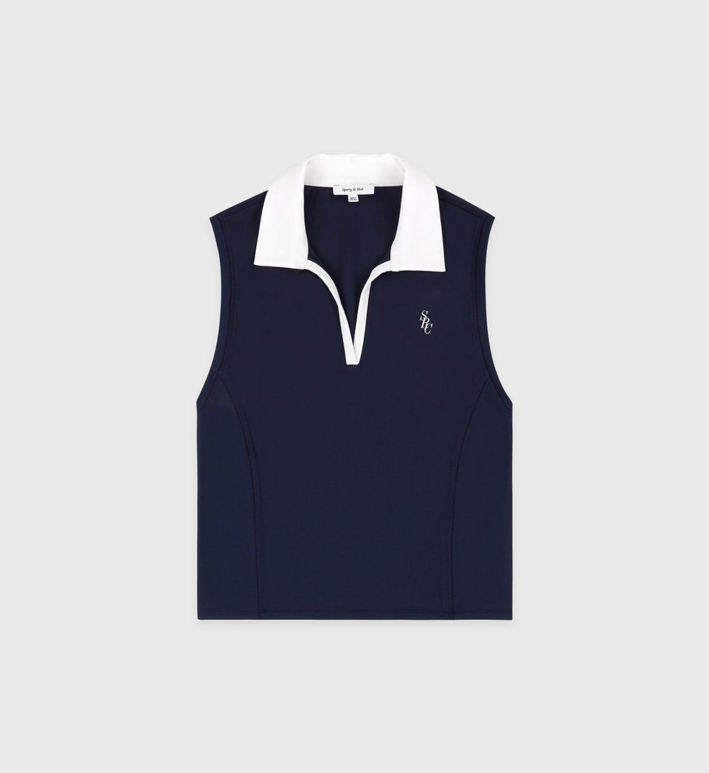 SRC Sports Polo Vest - Navy/White Sporty & Rich US