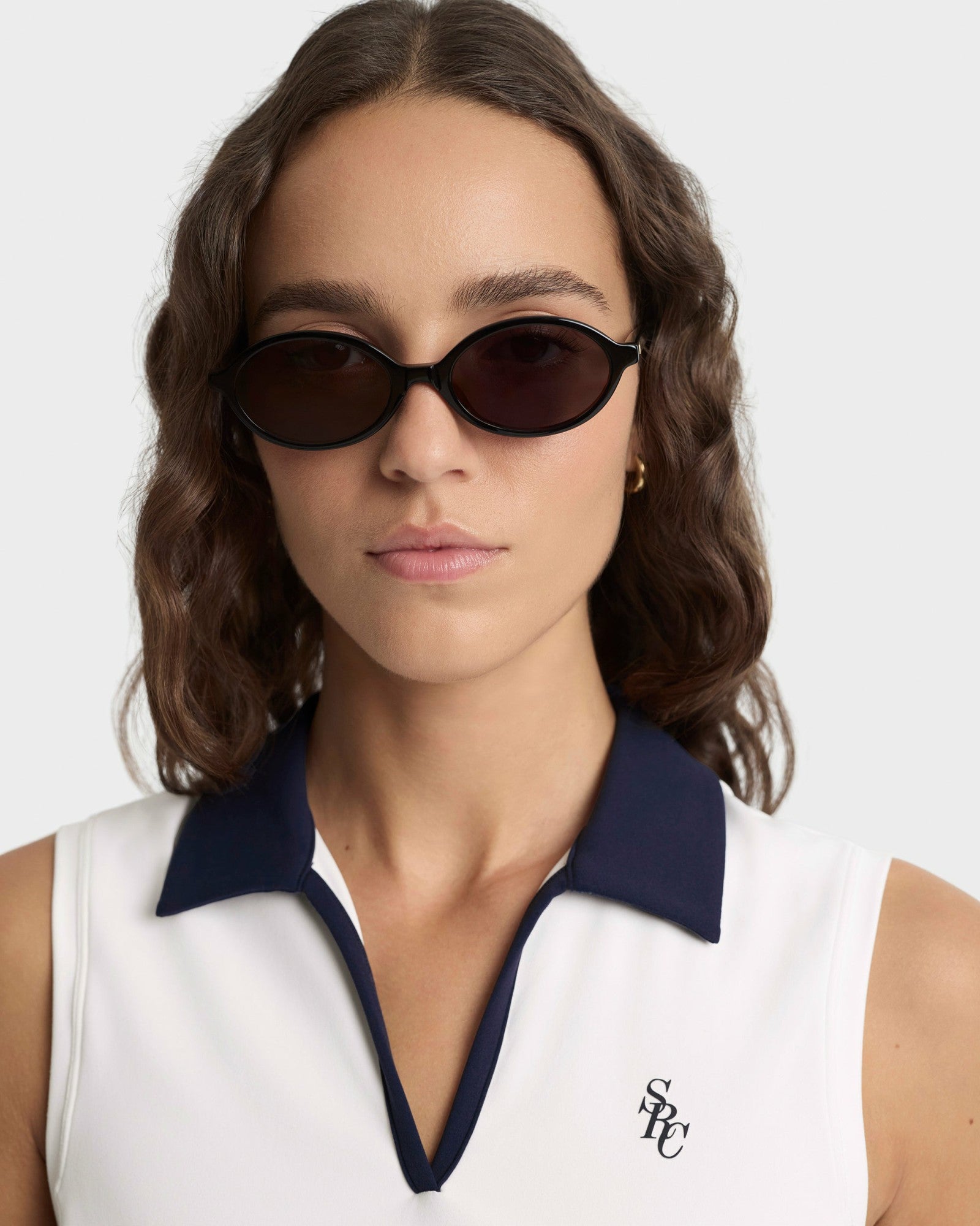 SRC Sports Polo Vest - White/Navy Sporty & Rich Sale