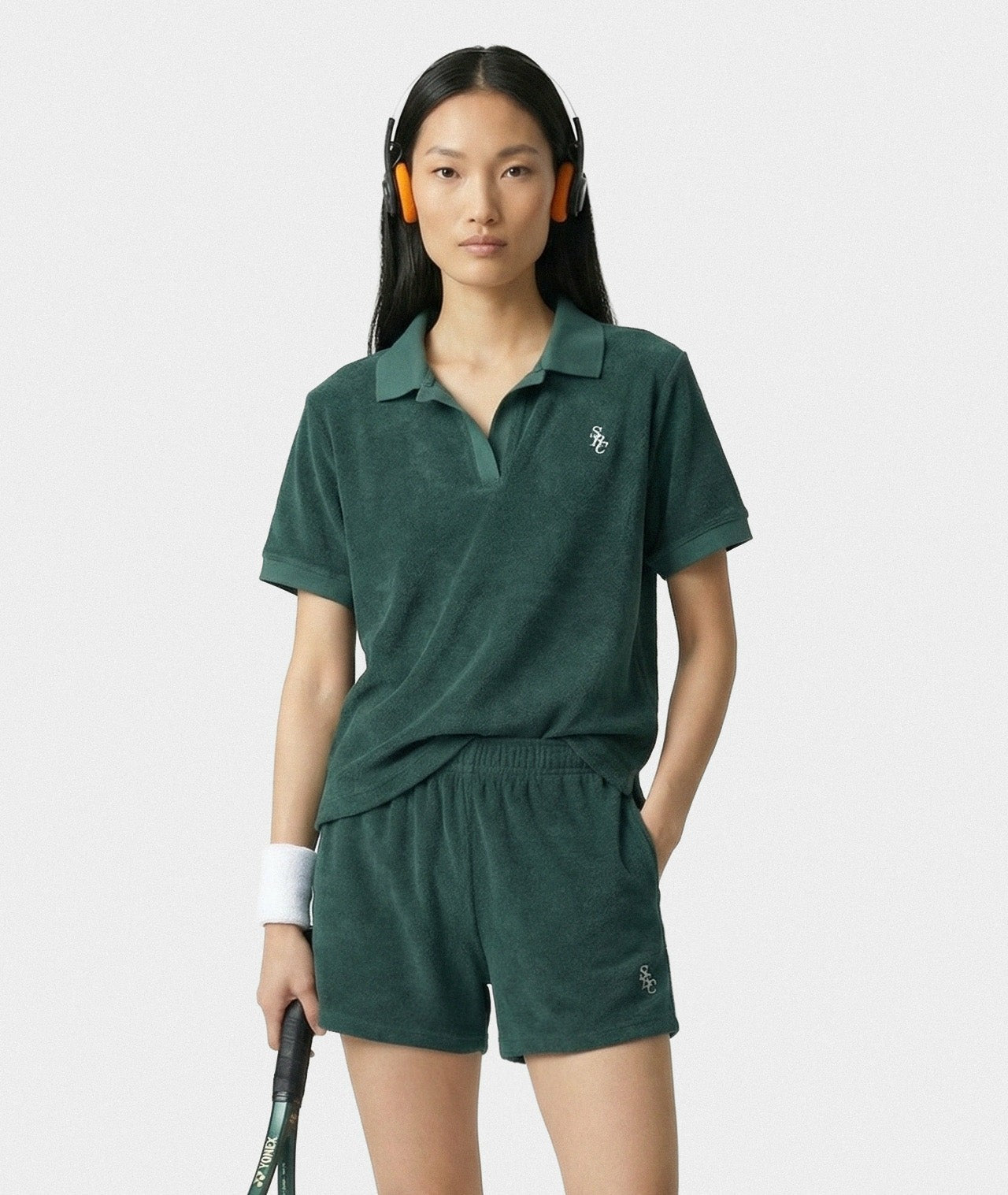 SRC Terry Polo - Forest/White Sporty & Rich Discount
