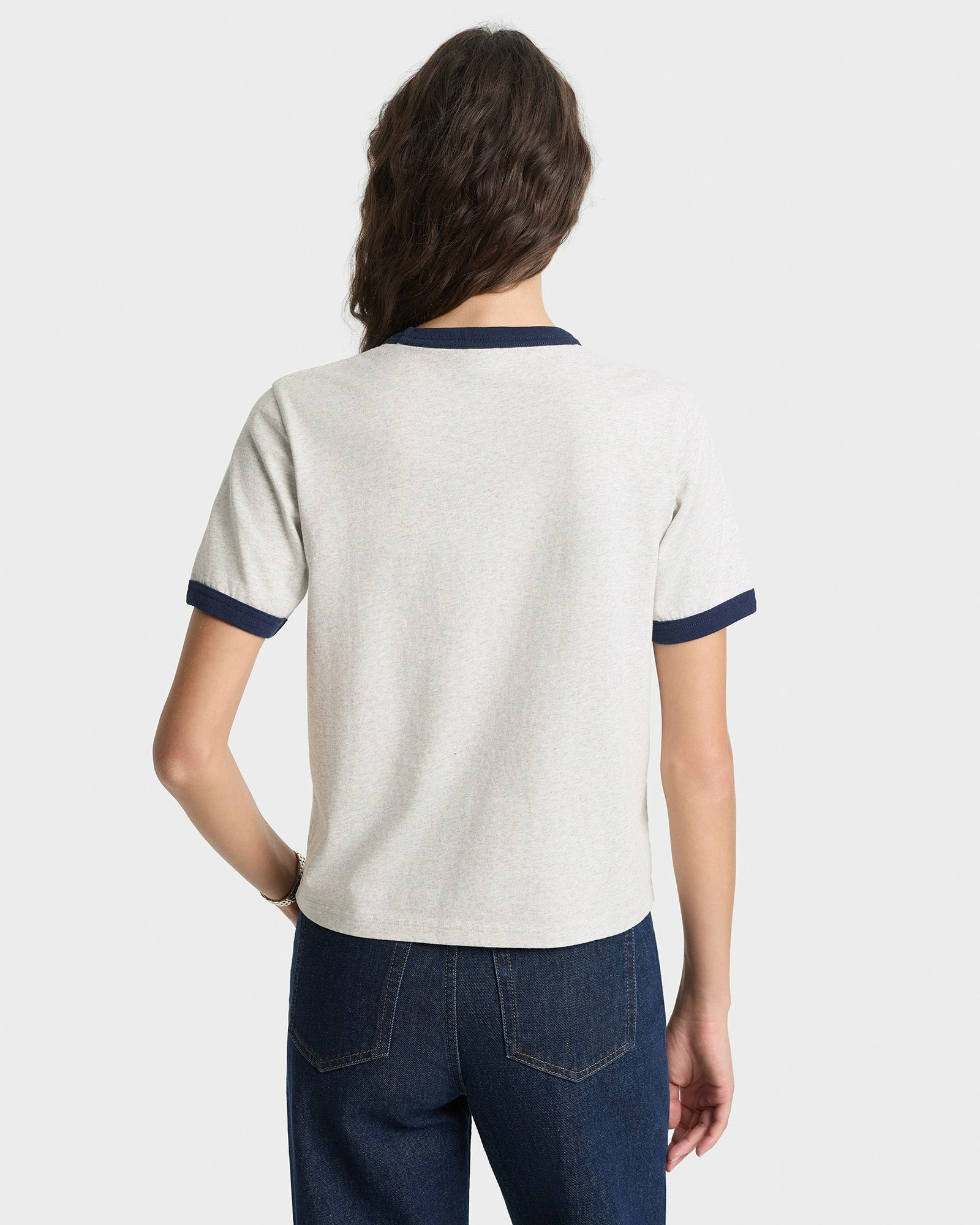 Yale Crest Ringer Tee - Heather Gray/Navy Sporty & Rich Discount