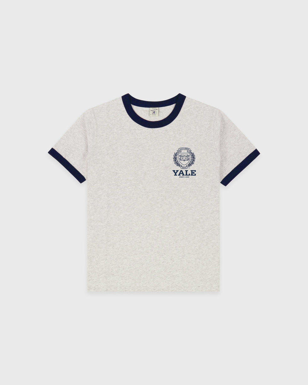 Yale Crest Ringer Tee - Heather Gray/Navy Sporty & Rich Discount
