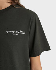 Stallion T-Shirt - Faded Black/White Sporty & Rich Discount