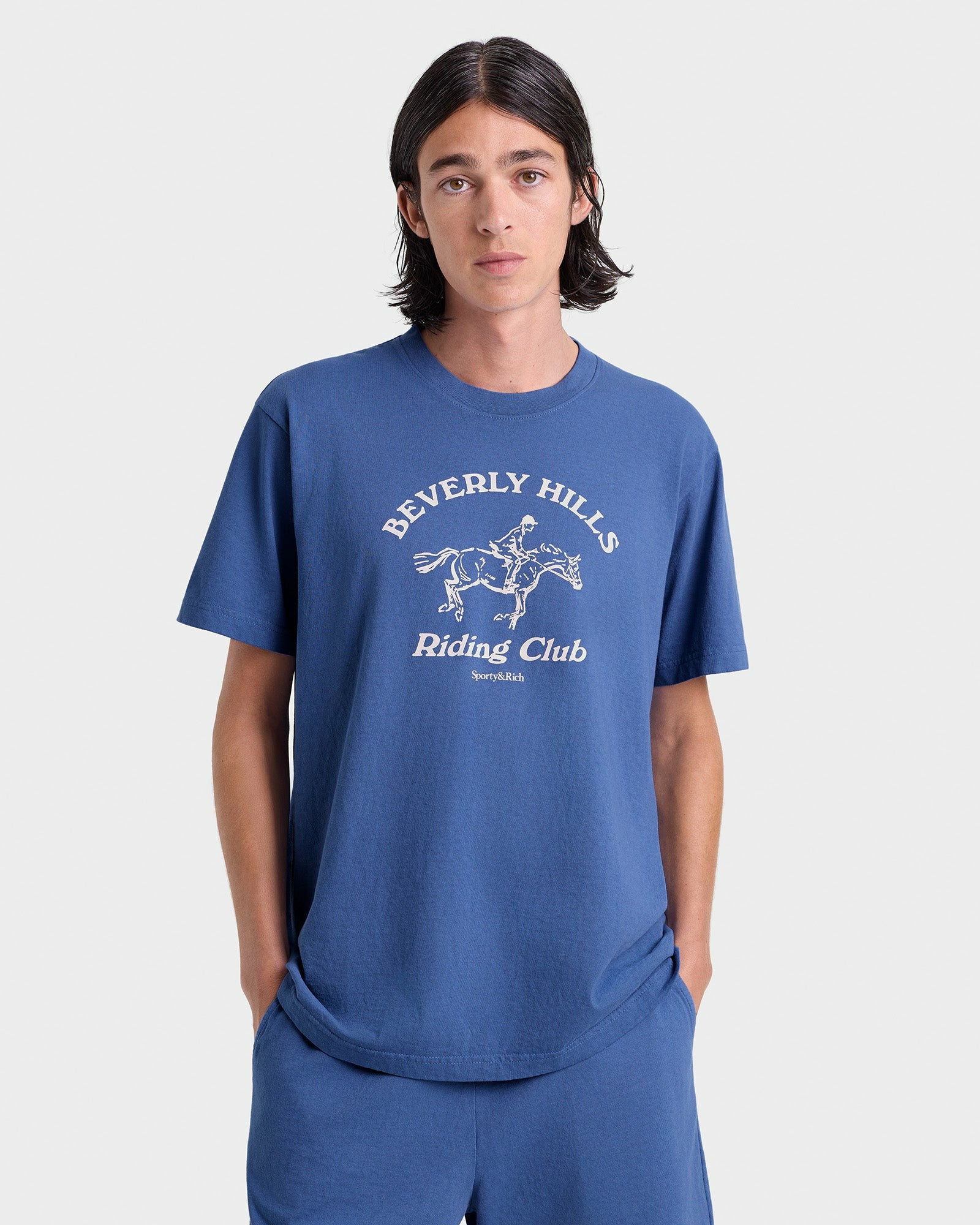 BH Riding Club T-Shirt - Pier Blue/Ecru Sporty & Rich For Sale