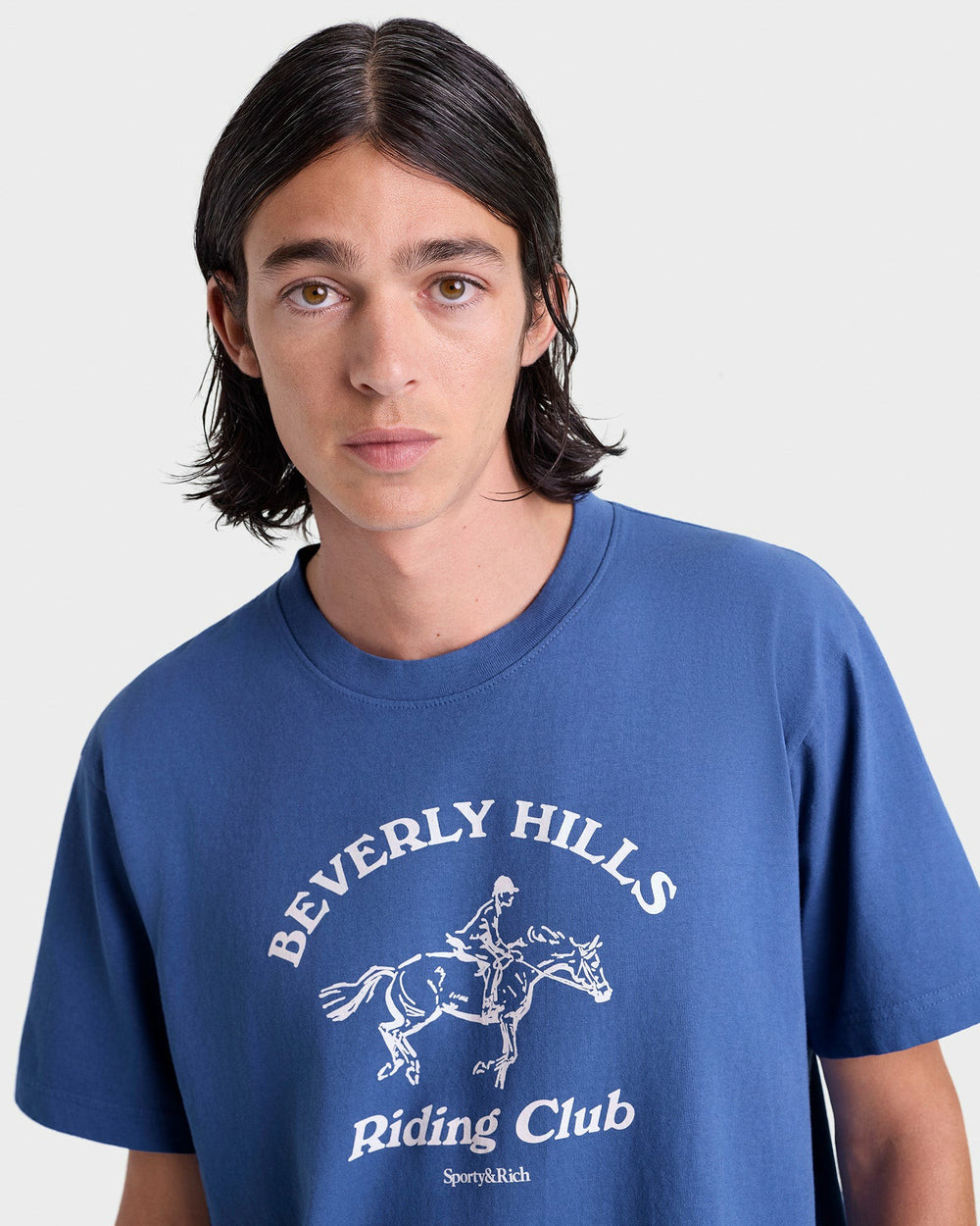 BH Riding Club T-Shirt - Pier Blue/Ecru Sporty & Rich For Sale