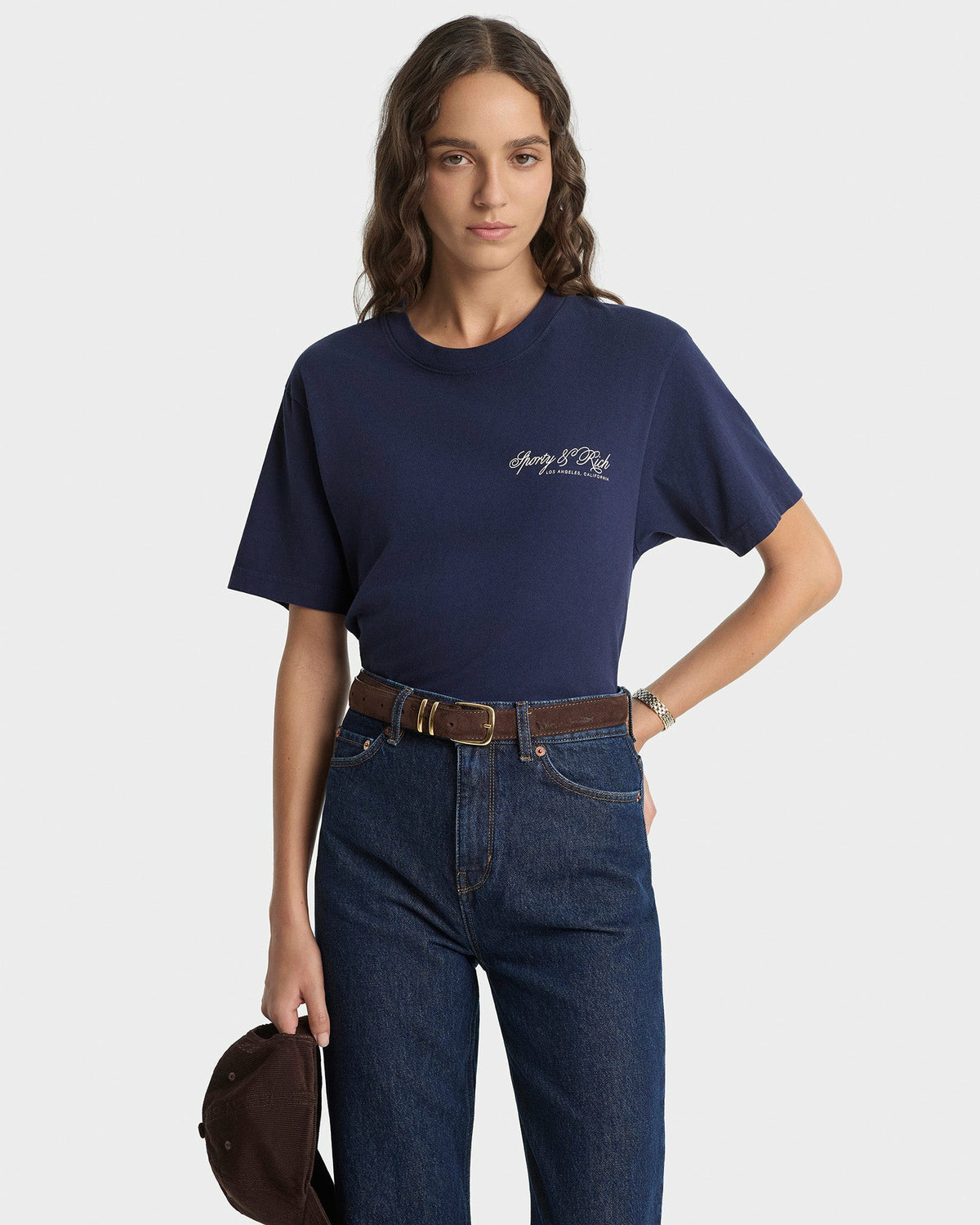 International T-Shirt - Navy/Ecru Sporty & Rich Outlet