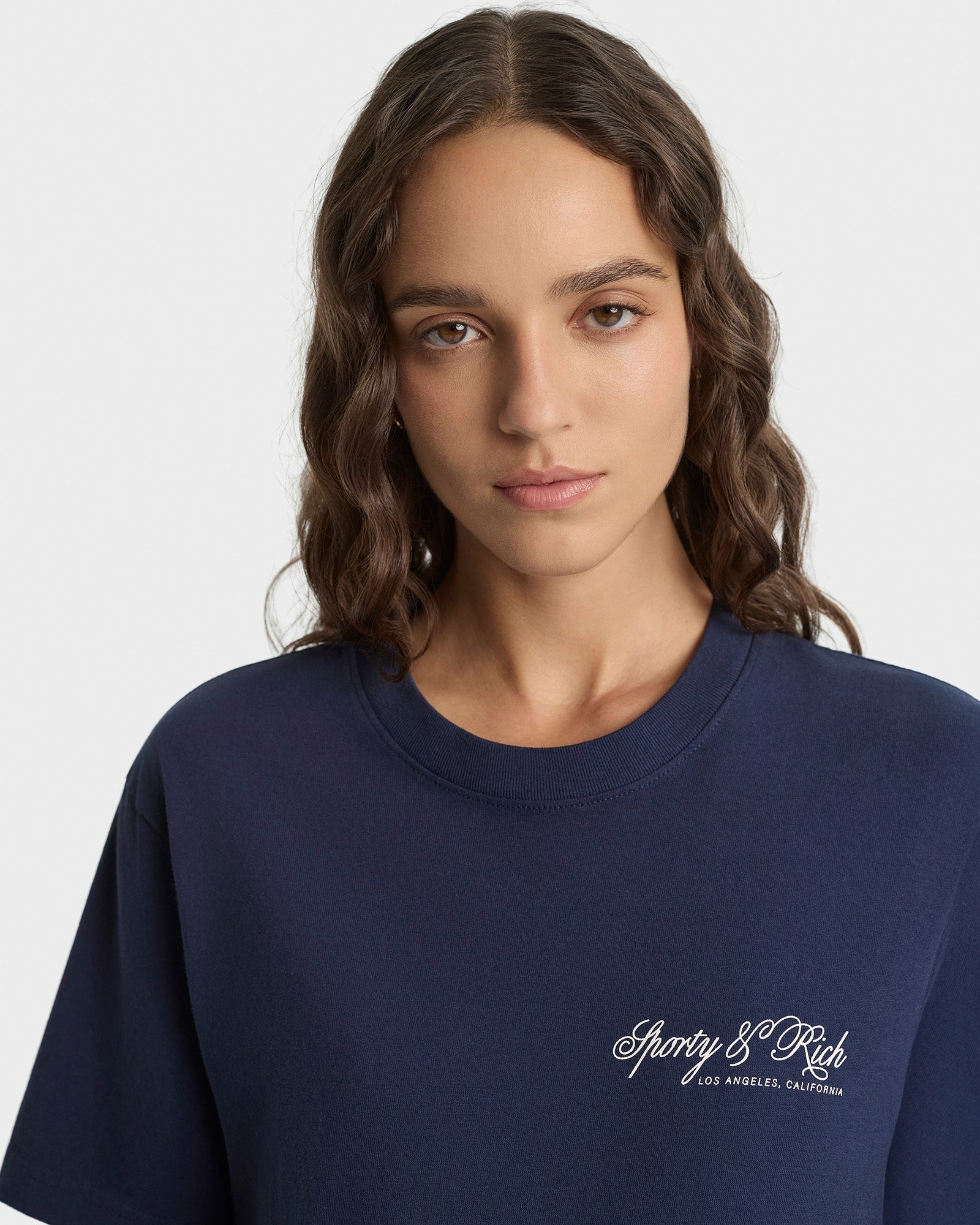 International T-Shirt - Navy/Ecru Sporty & Rich Outlet