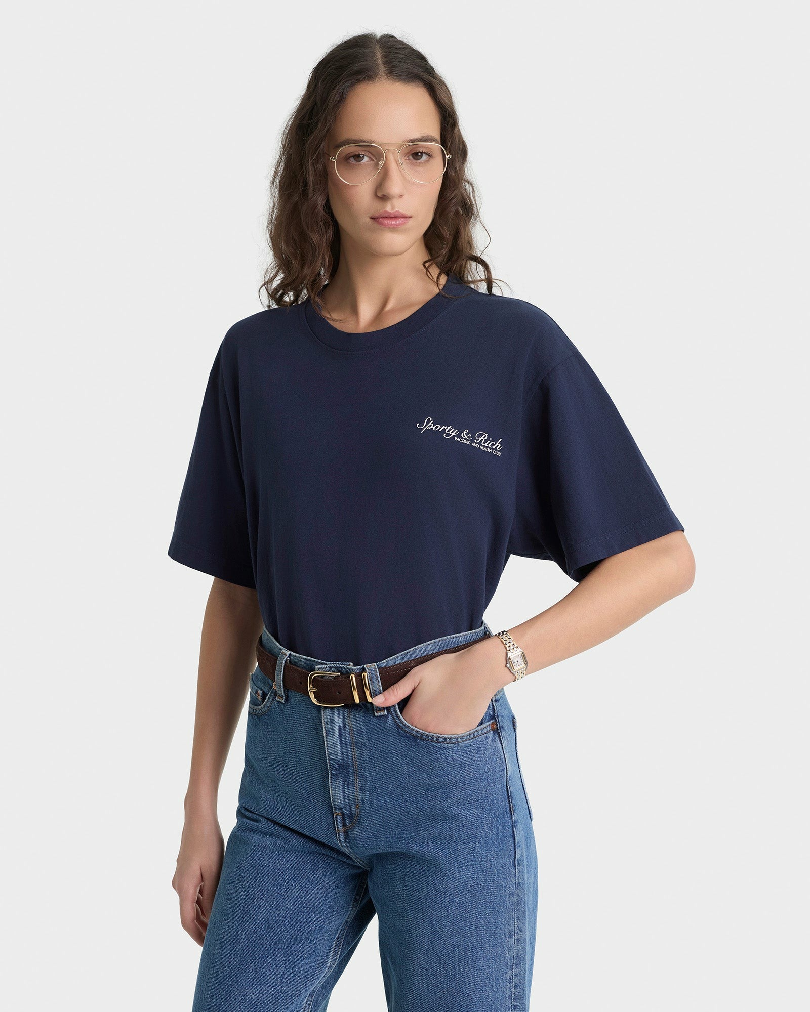 Syracuse T-Shirt - Navy/Ecru Sporty & Rich Sale