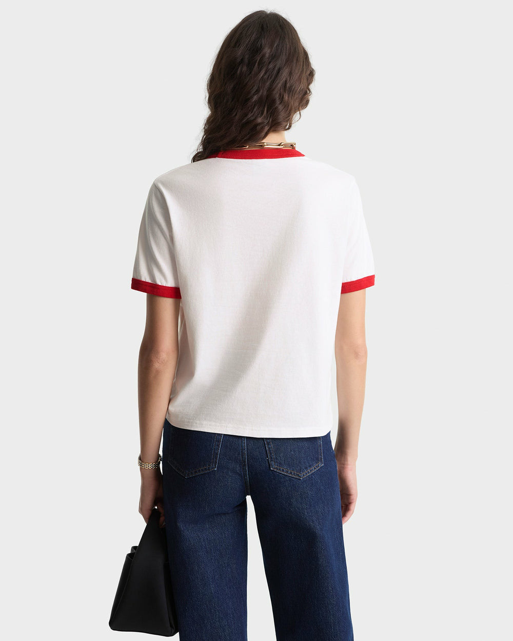 California Emblem Ringer Tee - White/Ruby Sporty & Rich US