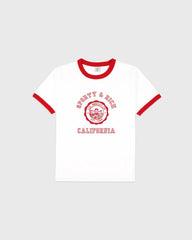 California Emblem Ringer Tee - White/Ruby Sporty & Rich US