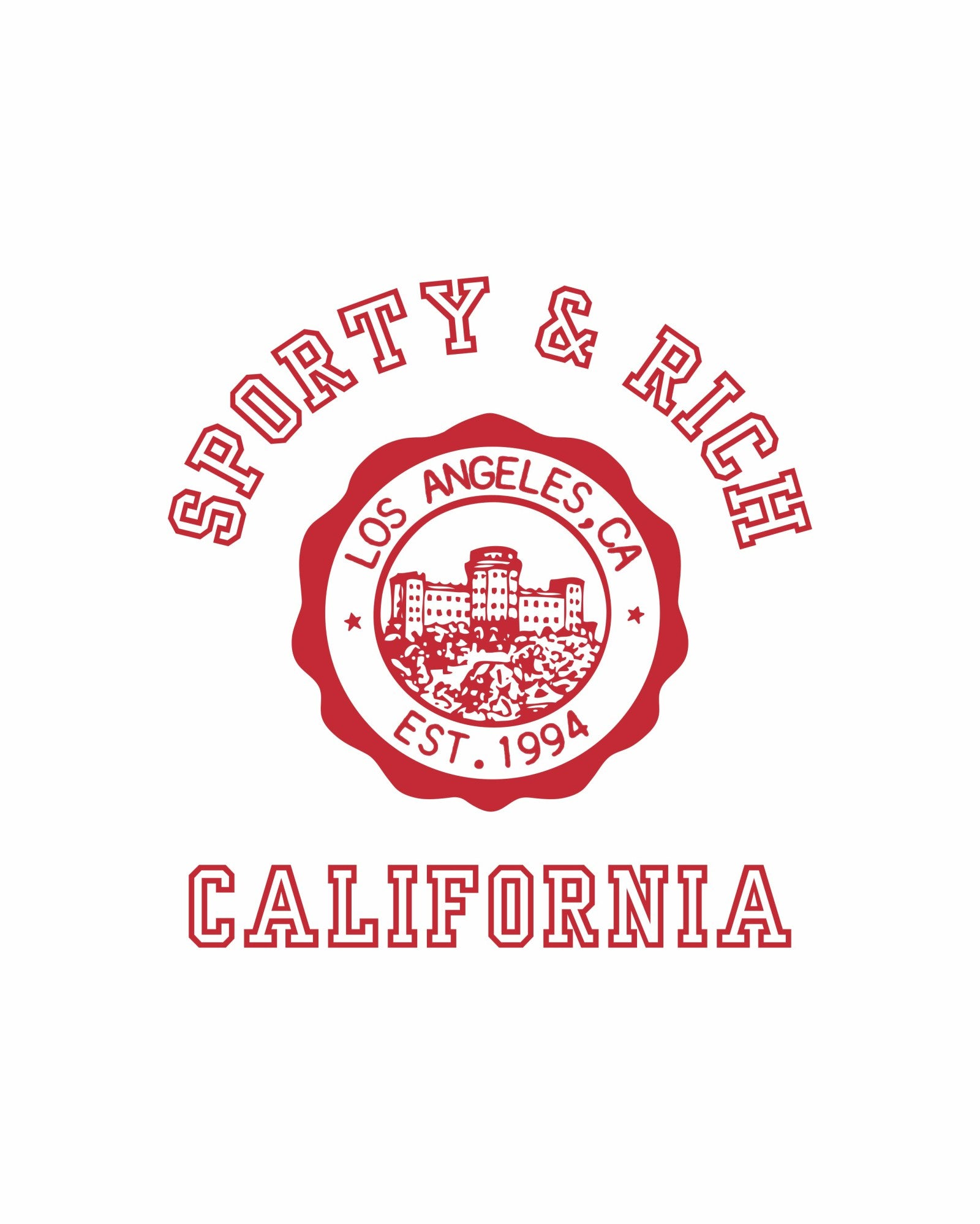 California Emblem Ringer Tee - White/Ruby Sporty & Rich US