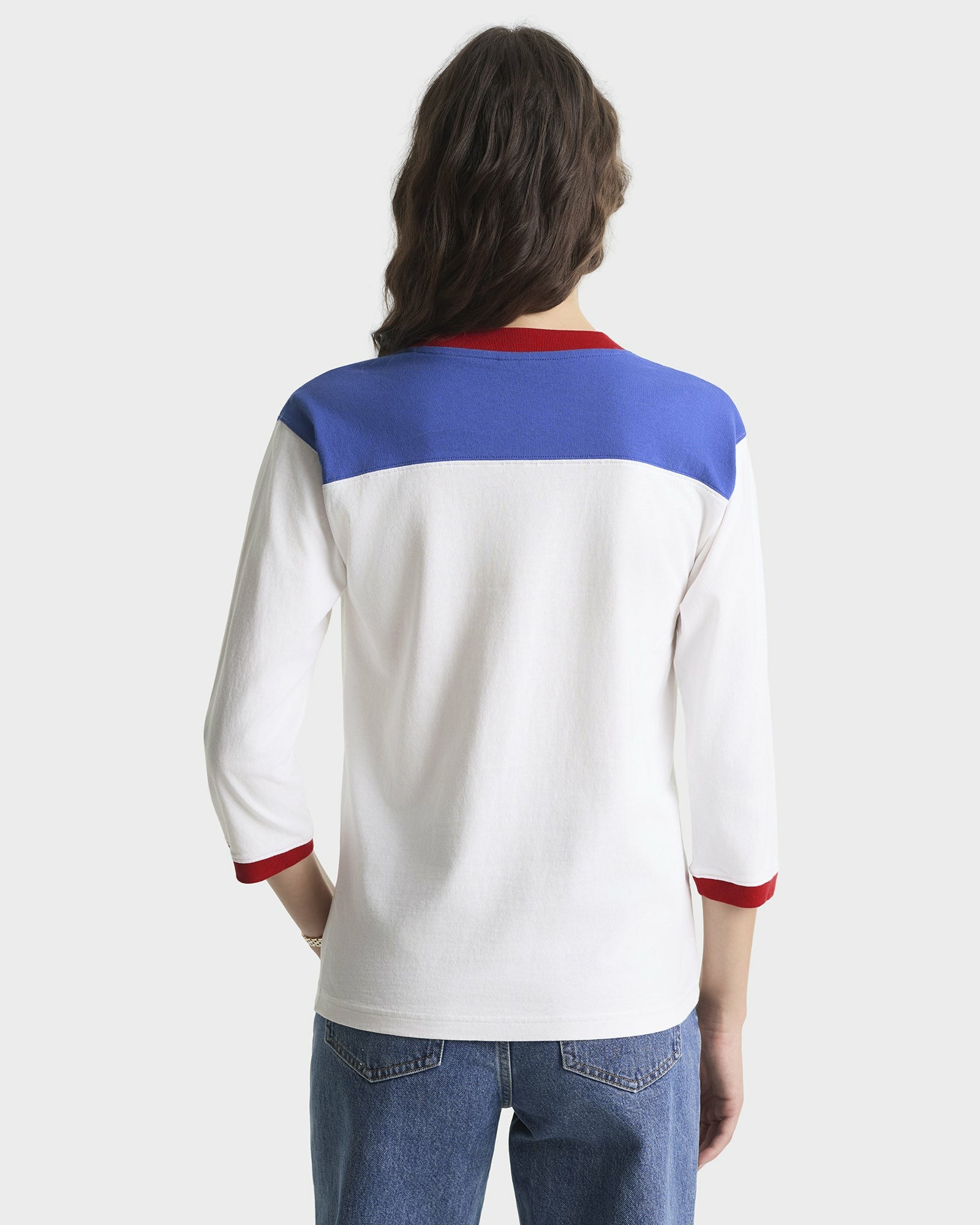 Wellness 94 Long Football Tee - White/Ruby/Team Blue Sporty & Rich Sale