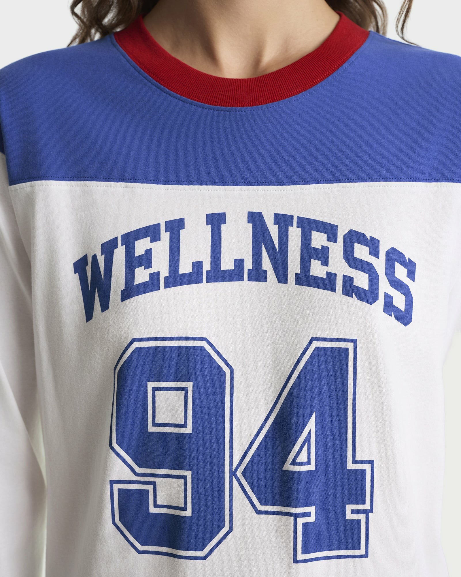 Wellness 94 Long Football Tee - White/Ruby/Team Blue Sporty & Rich Sale