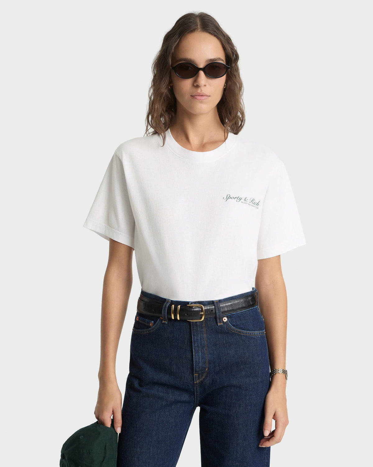 Syracuse T-Shirt - White/Forest Sporty & Rich Online