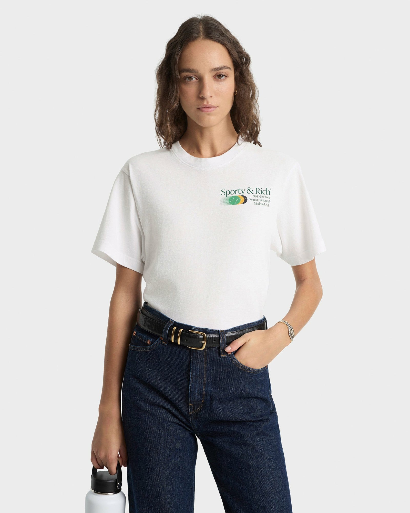Invitational T-Shirt - White/Forest Sporty & Rich For Sale