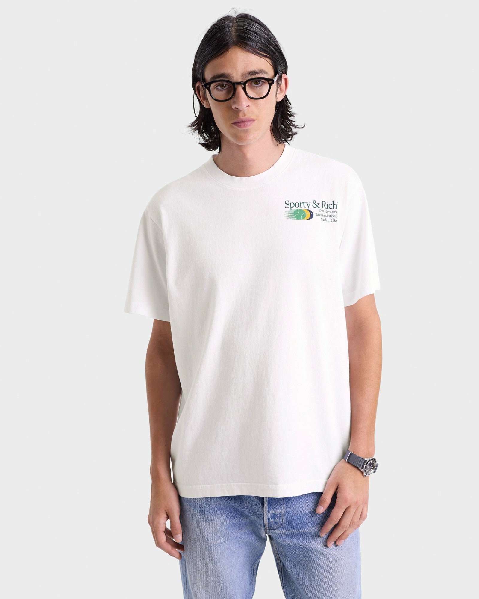 Invitational T-Shirt - White/Forest Sporty & Rich For Sale